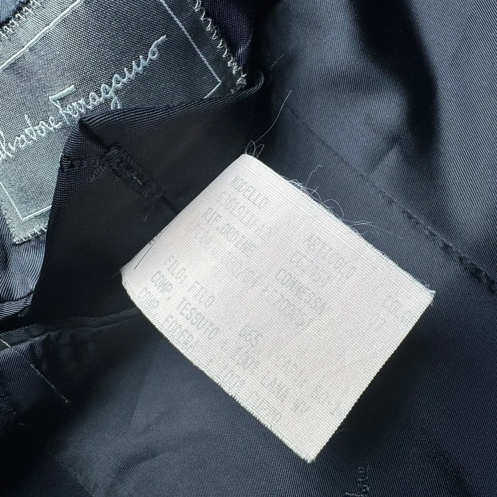 Salvatore Ferragamo Blazer 54 Navy‎ Blue Cotton Jacket Coat Wool 3-Butotn READ